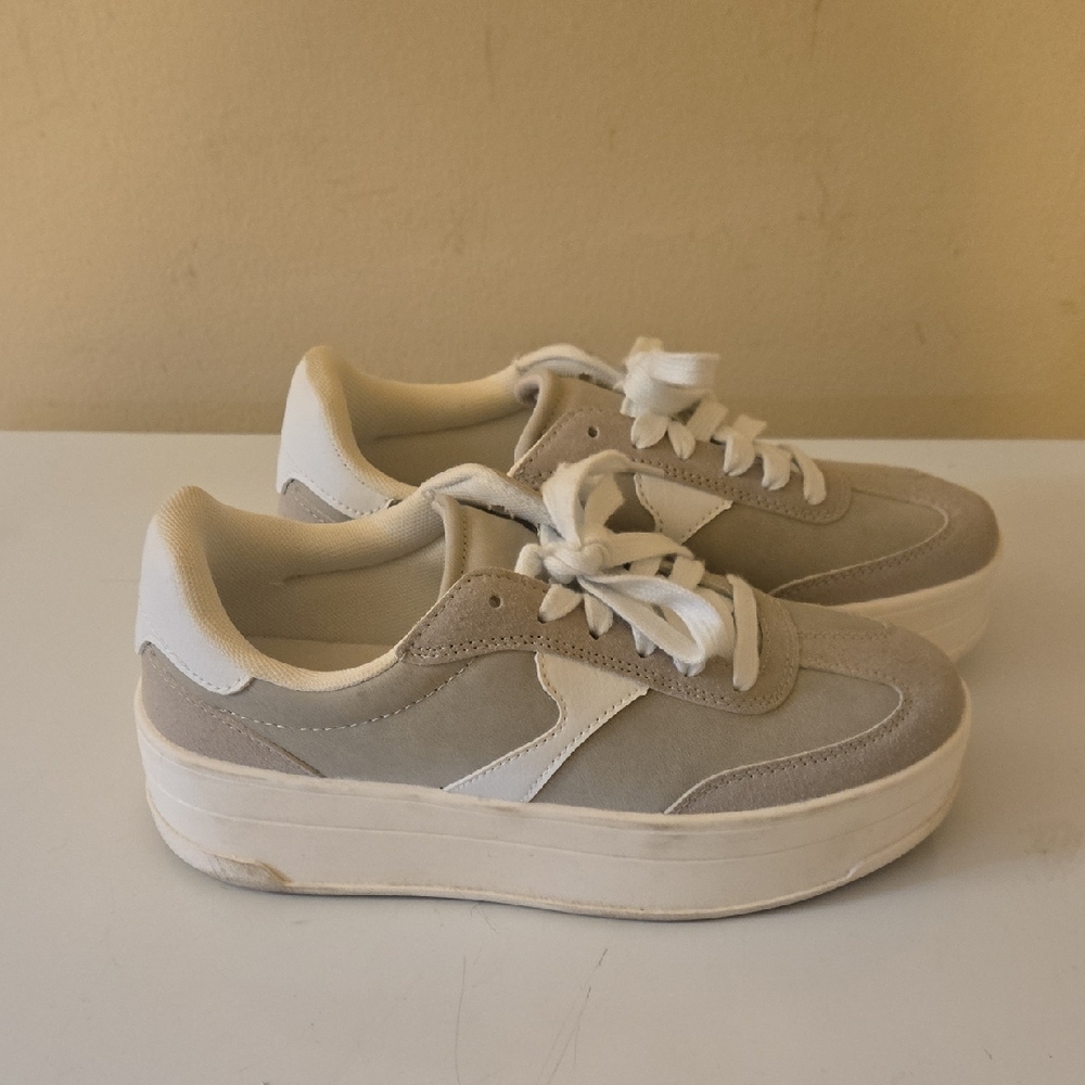 Women's White and Gray Sneakers